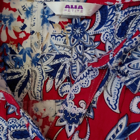 Alia Red and Blue Floral Women's Blouse - Picture 3 of 5